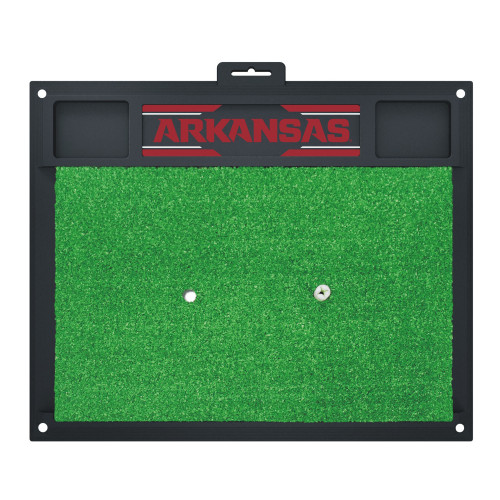 20" x 17" Black and Green NCAA University of "Arkansas" Golf Hitting Mat Practice Accessory - IMAGE 1