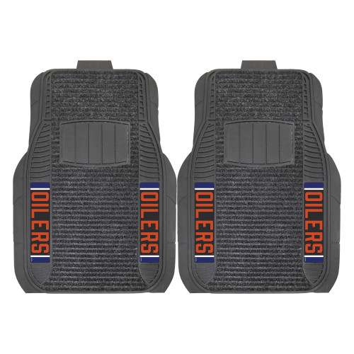 Set of 2 Orange and Black NHL Edmonton Oilers Front Car Mats 21" x 27" - IMAGE 1