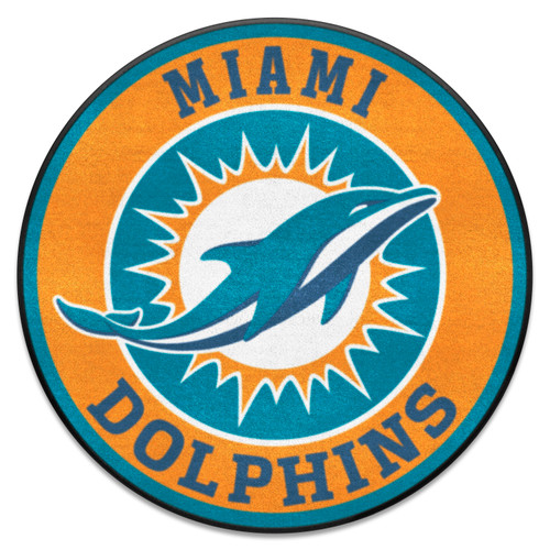 27" Teal Contemporary NFL Dolphins Round Area Rug - IMAGE 1