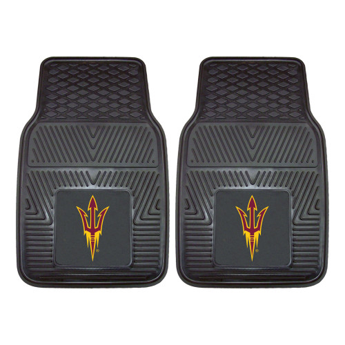 Set of 2 Black and Yellow NCAA Sun Devils Front Car Mats 17" x 27" - IMAGE 1