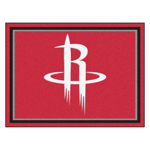7.25' x 9.75' White and Red NBA Houston Rockets Plush Non-Skid Area Rug - IMAGE 1