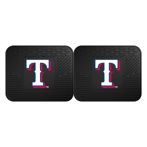 Set of 2 Black MLB Texas Rangers Heavy Duty Rear Car Floor Mats 14" x 17" - IMAGE 1