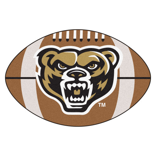 20.5" x 32.5" Brown and White NCAA Oakland University Golden Grizzlies Football Shape Mat - IMAGE 1