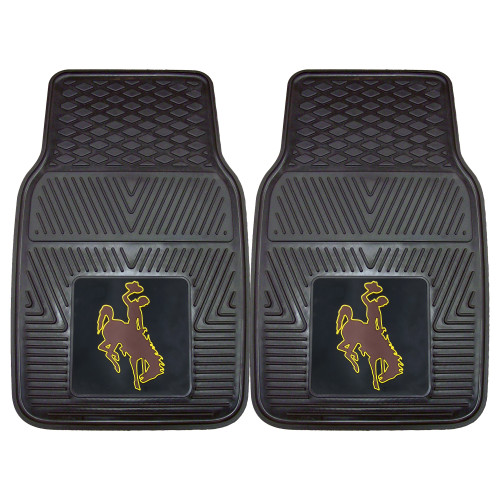 Set of 2 Black NCAA University of Wyoming Cowboys Front Car Mat 17" x 27" - IMAGE 1