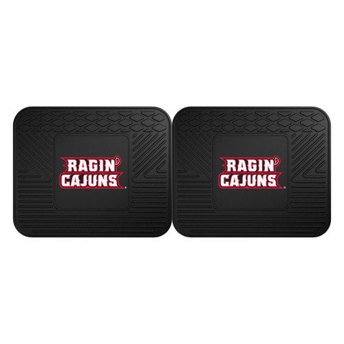 Set of 2 Red and White NCAA University of Louisiana-Lafayette Ragin' Cajuns Floor Mats 14" x 17" - IMAGE 1