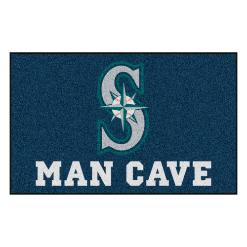 59.5" x 94.5" White MLB Seattle Mariners Man Cave Ulti-mat Rectangular Mat Area Rug - IMAGE 1