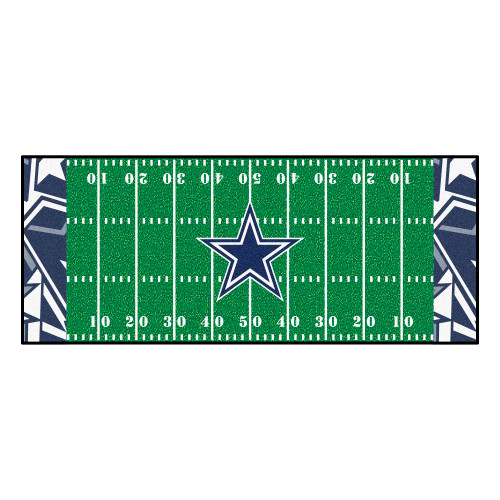 30" x 72" Green NFL Dallas Cowboys Football Field Runner Mat Area Rug - IMAGE 1