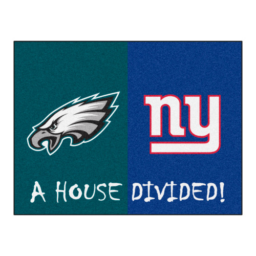 33.75" x 42.5" Green NFL Eagles and Giants House Divided Rectangular Welcome Door Mat - IMAGE 1