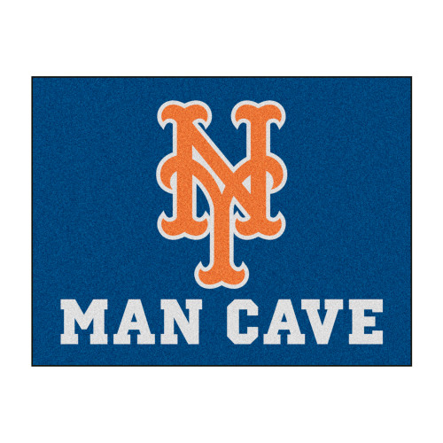 33.75" x 42.5" Orange and Blue MLB New York Mets Man Cave All-Star Rectangular Mat Area Rug - IMAGE 1