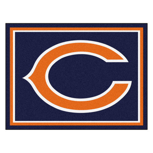 7.25' x 9.75' Orange and White NFL Chicago Bears Plush Non-Skid Area Rug - IMAGE 1