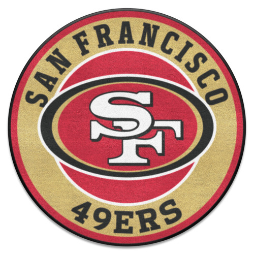 27" Red Contemporary NFL 49ers Round Area Rug - IMAGE 1