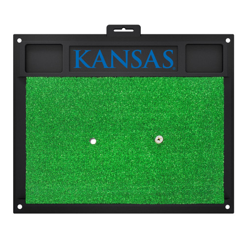 20" x 17" Green and Black NCAA University of Kansas Jayhawks Golf Hitting Mat - IMAGE 1