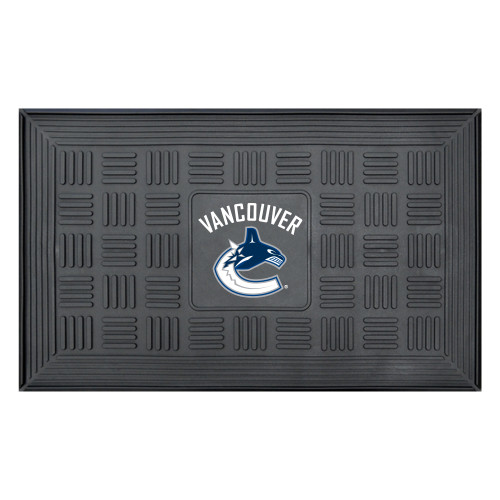 19.5" x 31.25" White and Blue NHL Vancouver Canucks 3-D Team Medallion Doormat - IMAGE 1