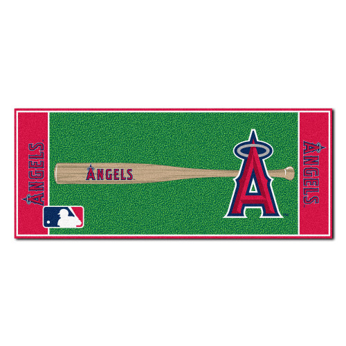 30" x 72" Red and Green MLB Los Angeles Angels Non-Skid Baseball Mat Area Rug Runner - IMAGE 1