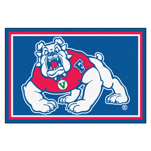4.9' x 7.3' Blue and White NCAA Fresno State Bulldogs Rectangular Area Rug - IMAGE 1