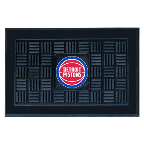 19.5" x 31.25" Black and Red NBA Detroit Pistons Outdoor Door Mat - IMAGE 1