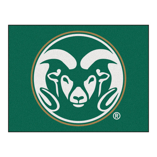 33.75" x 42.5" Green and White NCAA Rams All Star Non-Skid Mat Rectangular Outdoor Area Rug - IMAGE 1
