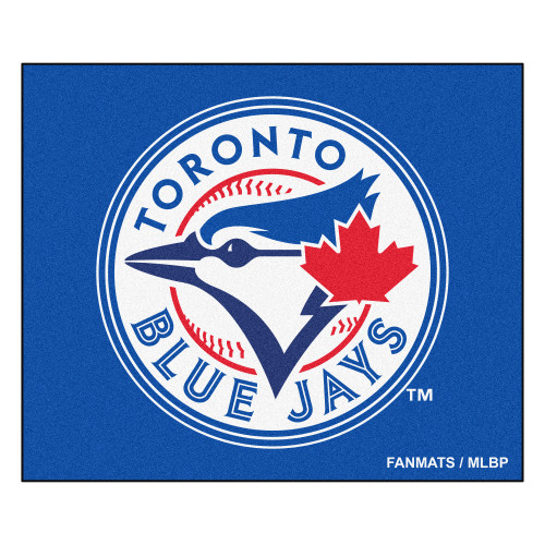 59.5" x 71" White and Blue MLB Toronto Blue Jays Tailgater Mat Outdoor Area Rug - IMAGE 1