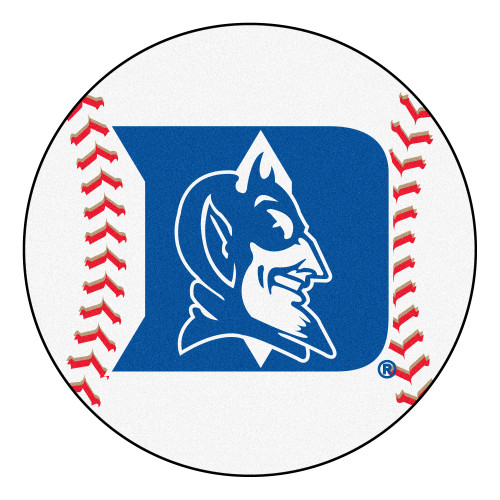 27" Gray and Blue NCAA Duke University Devils Baseball Shaped Mat Area Rug - IMAGE 1