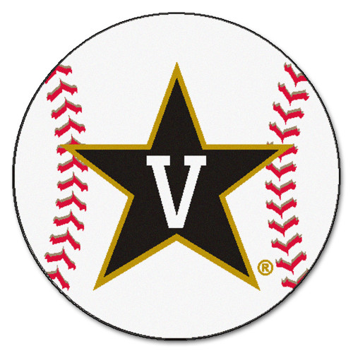27" White and Black NCAA Vanderbilt University Commodores Baseball Round Mat - IMAGE 1