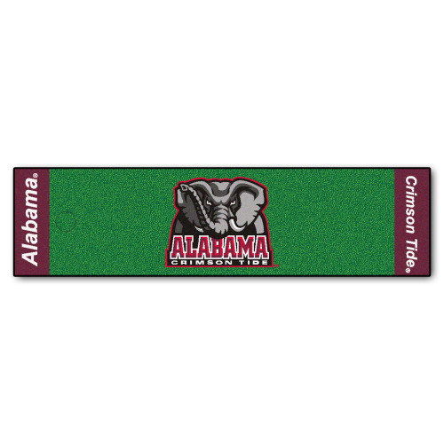 18" x 72" Green and Black NCAA University of Alabama Crimson Tide Golf Putting Mat - IMAGE 1