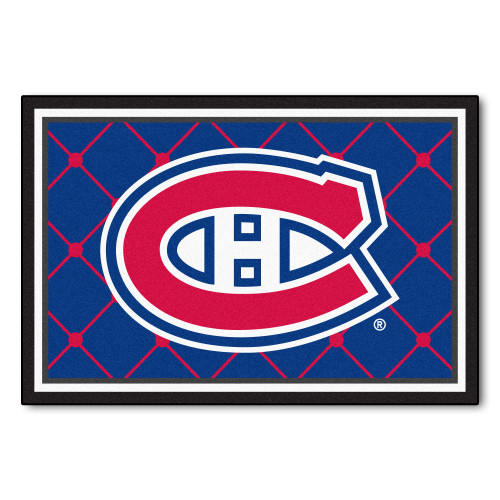 5' x 8' White and Blue NHL Montreal Canadiens Foot Plush Non-Skid Area Rug - IMAGE 1