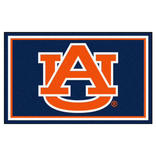 4' x 6' Blue and Orange Contemporary NCAA Auburn University Tigers Rectangular Area Rug - IMAGE 1