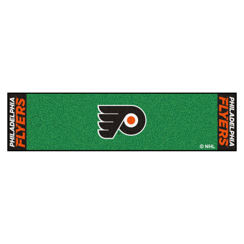 18" x 72" Green and Black NHL Philadelphia Flyers Putting Green Mat Golf Accessory - IMAGE 1