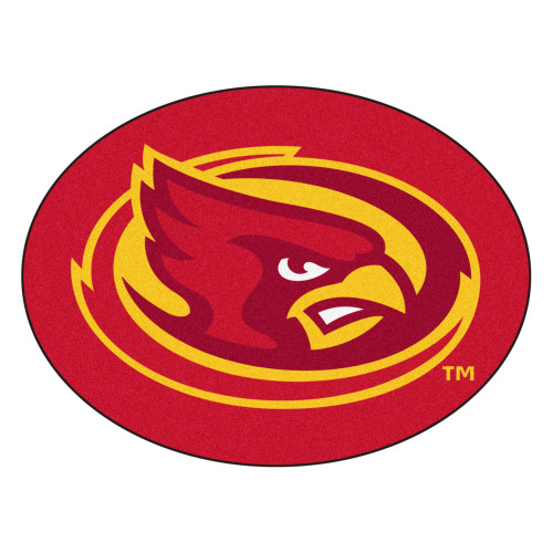 40" x 30" Red and Yellow NCAA Iowa State University Cyclones Mascot Logo Shaped Door Mat - IMAGE 1