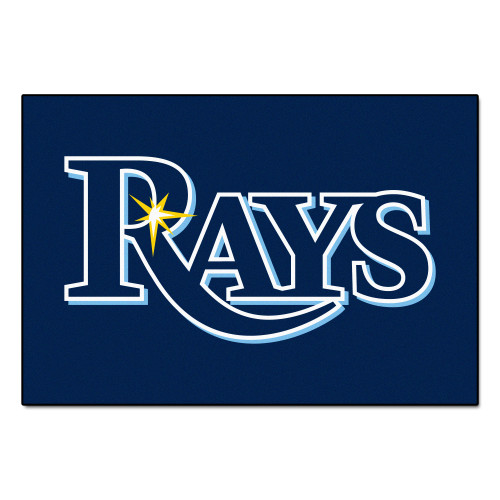 19" x 30" Blue and White MLB Tampa Bay Rays Starter Mat Rectangular Area Rug - IMAGE 1