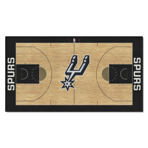 24" x 44" Beige and Black NBA San Antonio Spurs Court Rug Runner - IMAGE 1