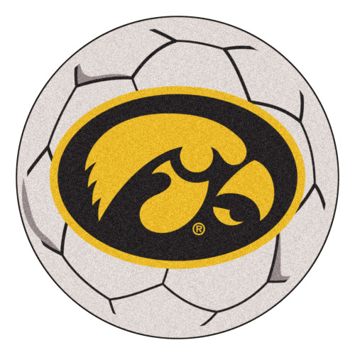 27" Black and Gray NCAA University of Iowa Hawkeyes Soccer Ball Mat - IMAGE 1