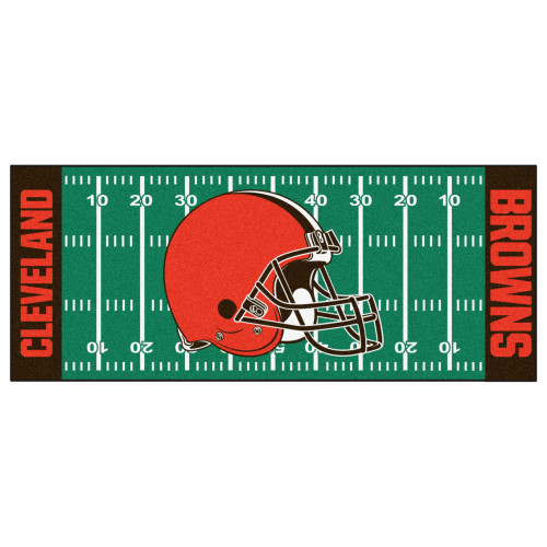 30" x 72" Green and Red NFL Cleveland Browns Football Field Mat Area Rug Runner - IMAGE 1