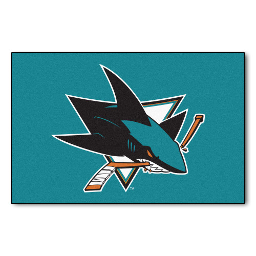 19" x 30" Blue and Black NHL San Jose Sharks Starter Mat Rectangular Area Rug - IMAGE 1