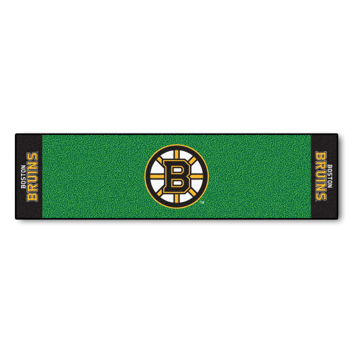 18" x 72" Green and Black NHL Boston Bruins Putting Mat Golf Accessory - IMAGE 1
