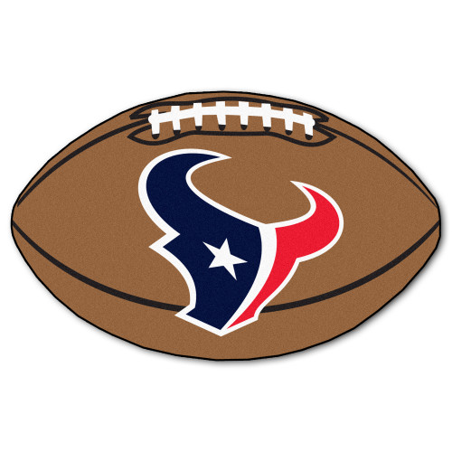 20.5" x 32.5" Brown and Red NFL Houston Texans Football Oval Door Mat - IMAGE 1