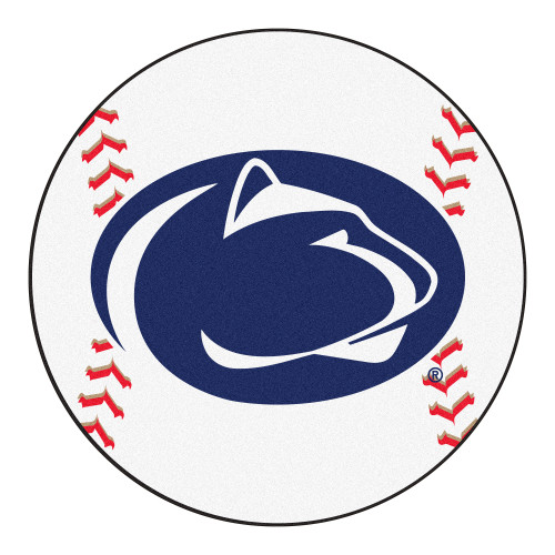 27" White and Blue Contemporary NCAA Penn State Lions Baseball Round Mat - IMAGE 1