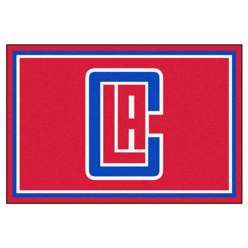 4.9' x 7.3' Red and Blue NBA Los Angeles Clippers Plush Area Rug - IMAGE 1