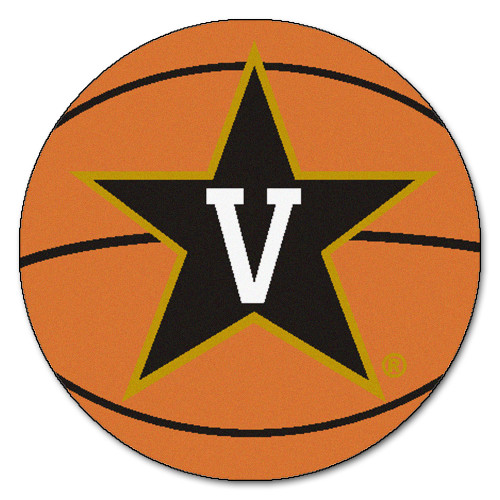 27" Orange and Black NCAA Vanderbilt University Commodores Basketball Round Mat - IMAGE 1