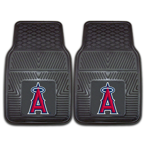 Set of 2 Black and Pink MLB Los Angeles Angels Car Mats 17" x 27" - IMAGE 1