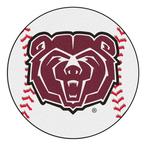 27" White and Red NCAA Missouri State Bears Baseball Mat Area Rug - IMAGE 1