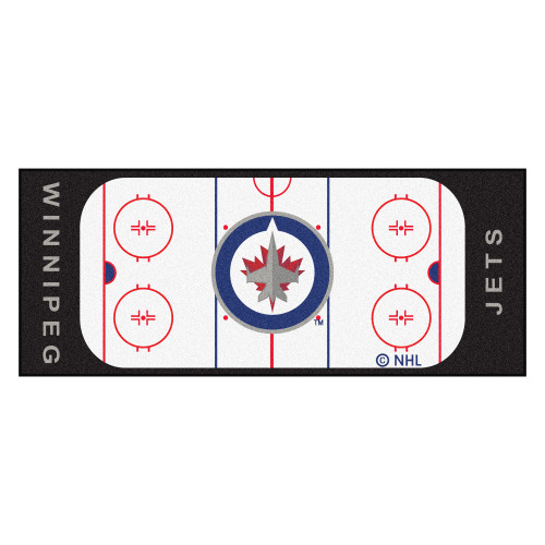 30" x 72" Black and White NHL Winnipeg Jets Rink Non-Skid Mat Area Rug Runner - IMAGE 1