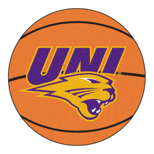 27" Orange and Purple NCAA University of Northern Iowa Panthers Basketball Shaped Door Mat - IMAGE 1