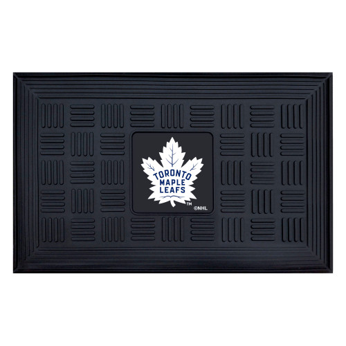 19.5" x 31.25" White and Black Rectangular NHL Toronto Maple Leafs 3-D Team Medallion Doormat - IMAGE 1
