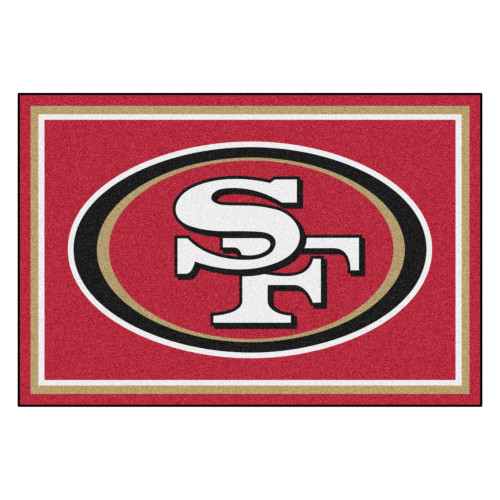 4.9' x 7.3' Red and White NFL San Francisco 49ers Ultra Plush Rectangular Area Rug - IMAGE 1