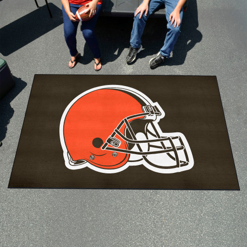 59.5" x 94.5" Brown and Red NFL Cleveland Browns Ulti Mat Rectangular Outdoor Area Rug - IMAGE 1