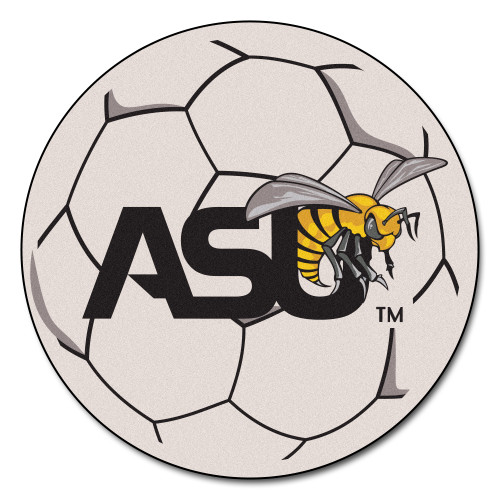 27" White and Black NCAA Alabama State University Crimson Tide Soccer Ball Shaped Area Rug - IMAGE 1