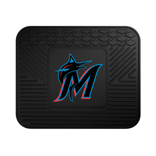 14" x 17" Black and Blue MLB Miami Marlins Heavy Duty Rear Car Seat Utility Mat - IMAGE 1