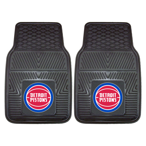 Set of 2 Black NBA Detroit Pistons Car Mats 17" x 27" - IMAGE 1