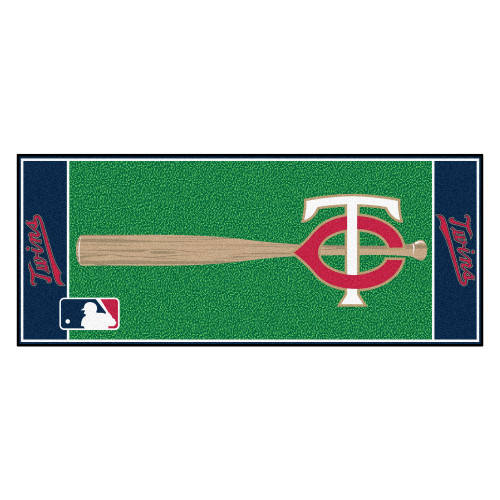 30" x 72" Red and Green MLB Minnesota Twins Non-Skid Baseball Mat Area Rug Runner - IMAGE 1